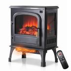 Airdown 26" Electric Fireplace Heater, 1500W FreeStanding Fireplace Stove with 3D Realistic Flame Effect, Energy Saving Space Heater for Indoor Use