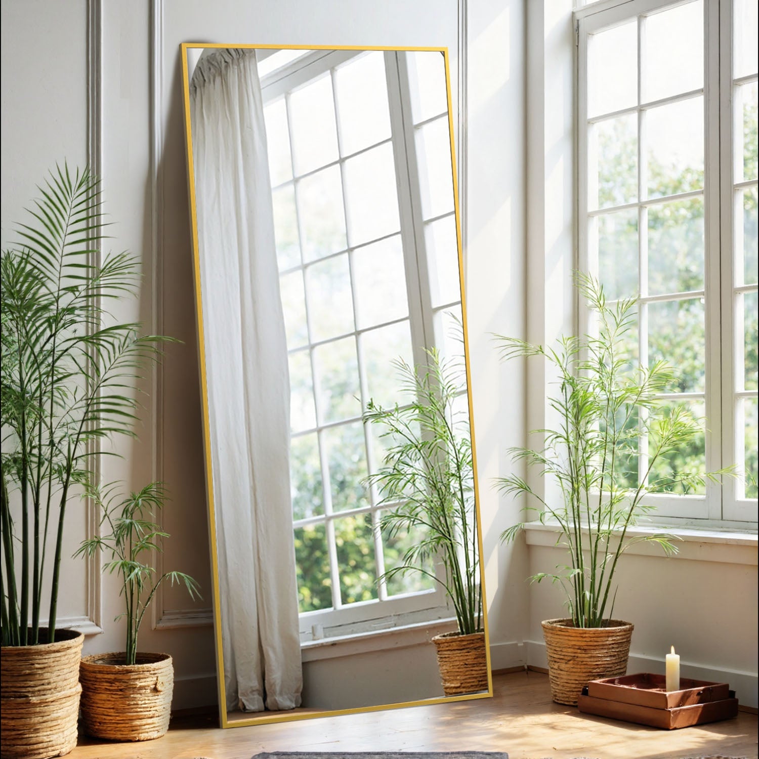 ACCVER  26"x71" Full Length Mirror - Classic Standing Mirror, Durable Aluminum Frame & Tempered Glass, Lean-to or Wall Mount for Bedroom/Dressing Room/Living Room, Rectangle, Gold