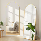 ACCVER 21"x64" Full Length Mirror - Classic Standing Mirror, Durable Aluminum Frame & Tempered Glass, Lean-to or Wall Mount for Bedroom/Dressing Room/Living Room, Arhced, Gold