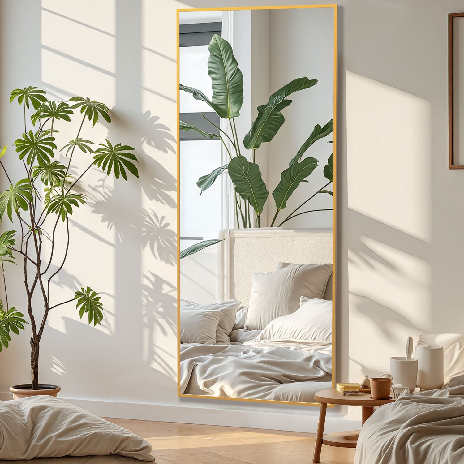 ACCVER 16"x60" Full Length Mirror - Classic Standing Mirror, Durable Aluminum Frame & Tempered Glass, Lean-to or Wall Mount for Bedroom/Dressing Room/Living Room, Rectangle, Gold