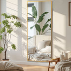 ACCVER 21"x64" Full Length Mirror - Classic Standing Mirror, Durable Aluminum Frame & Tempered Glass, Lean-to or Wall Mount for Bedroom/Dressing Room/Living Room, Rectangle, Gold