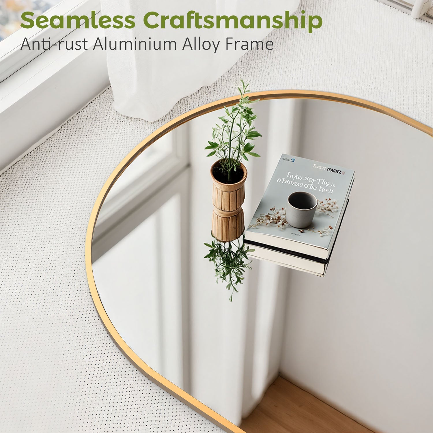 ACCVER 16"x60" Full Length Mirror - Classic Standing Mirror, Durable Aluminum Frame & Tempered Glass, Lean-to or Wall Mount for Bedroom/Dressing Room/Living Room, Arhced, Gold