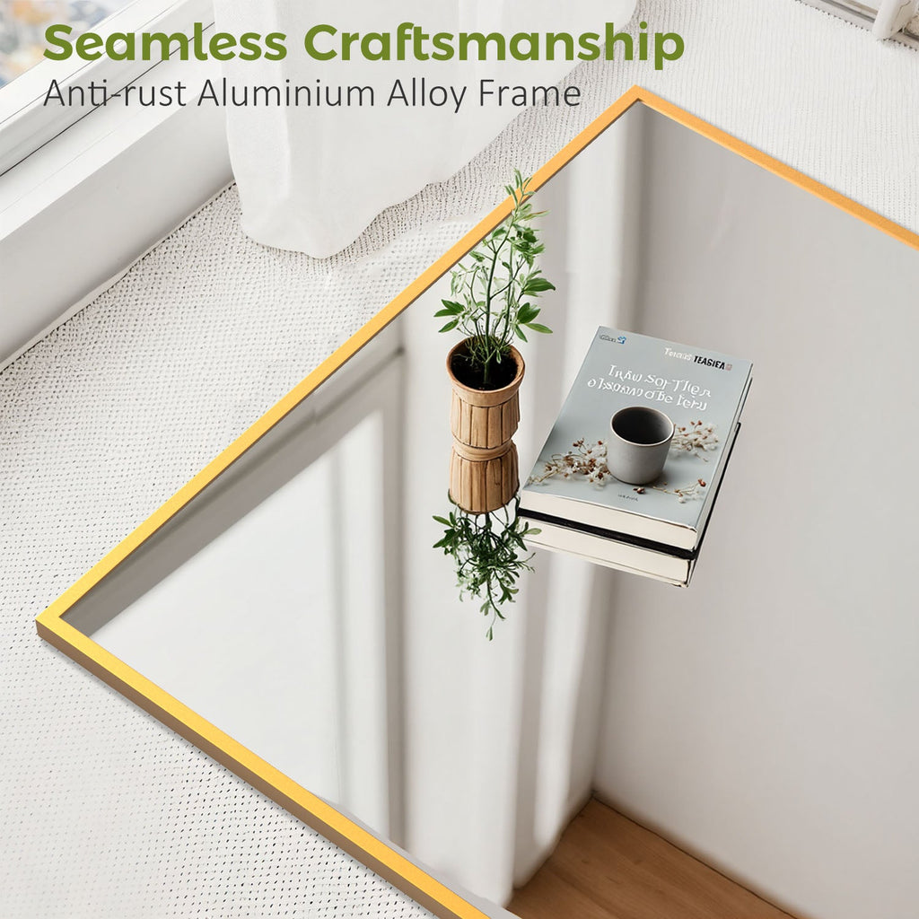 ACCVER 21"x64" Full Length Mirror - Classic Standing Mirror, Durable Aluminum Frame & Tempered Glass, Lean-to or Wall Mount for Bedroom/Dressing Room/Living Room, Rectangle, Gold