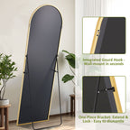 ACCVER 26"x71" Full Length Mirror - Classic Standing Mirror, Durable Aluminum Frame & Tempered Glass, Lean-to or Wall Mount for Bedroom/Dressing Room/Living Room, Arhced, Gold