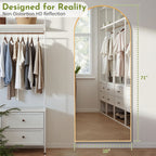 ACCVER 26"x71" Full Length Mirror - Classic Standing Mirror, Durable Aluminum Frame & Tempered Glass, Lean-to or Wall Mount for Bedroom/Dressing Room/Living Room, Arhced, Gold
