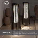 ACCVER Outdoor Floor Lamp 2-Pack, All-Weather Wicker Outdoor Solar Floor Lights, Waterproof, Gray