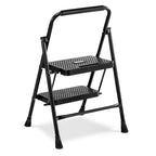 LIFERECORD Heavy Duty 800lbs 2-Step Folding Ladder, Sturdy Steel Step Stool with Wide Anti-Slip Pedals, Lightweight Portable Ladder for Home, Kitchen, Garage