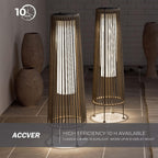 ACCVER Outdoor Floor Lamp 2-Pack, All-Weather Wicker Outdoor Solar Floor Lights, Waterproof, Light Brown