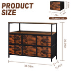 ACCVER 6-Drawer Dresser with Shelves, TV Stand with Fabric Drawers for Living Room, Closet and Chest for Bedroom & Apartment, Clothes Storage Organizer, Brown