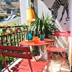 3-Piece Folding Bistro Set, 2 Chairs and 1 Table, Weather-Resistant Outdoor Indoor Conversation Set for Patio, Yard, Red