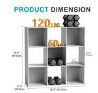 LIFERECORD 9 Cube Storage Organizer, 11x11 Cube Bookshelf with 5 Removable Back Panels, Open Cube Shelf for Living Room, Bedroom, Home Office, Kids Room, 35.9" L x 11.6" W x 35.2" H White