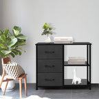 ACCVER 3-Drawer Fabric Dresser with Shelves, Closet and Chest for Bedroom, Clothes Storage Organizer, for Living Room, Apartment, Dark Grey