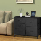 ACCVER 5-Drawer Fabric Dresser with Wood Top & Metal Frame, Closet and Chest for Bedroom, Clothes Storage Organizer, for Living Room, Apartment,Black