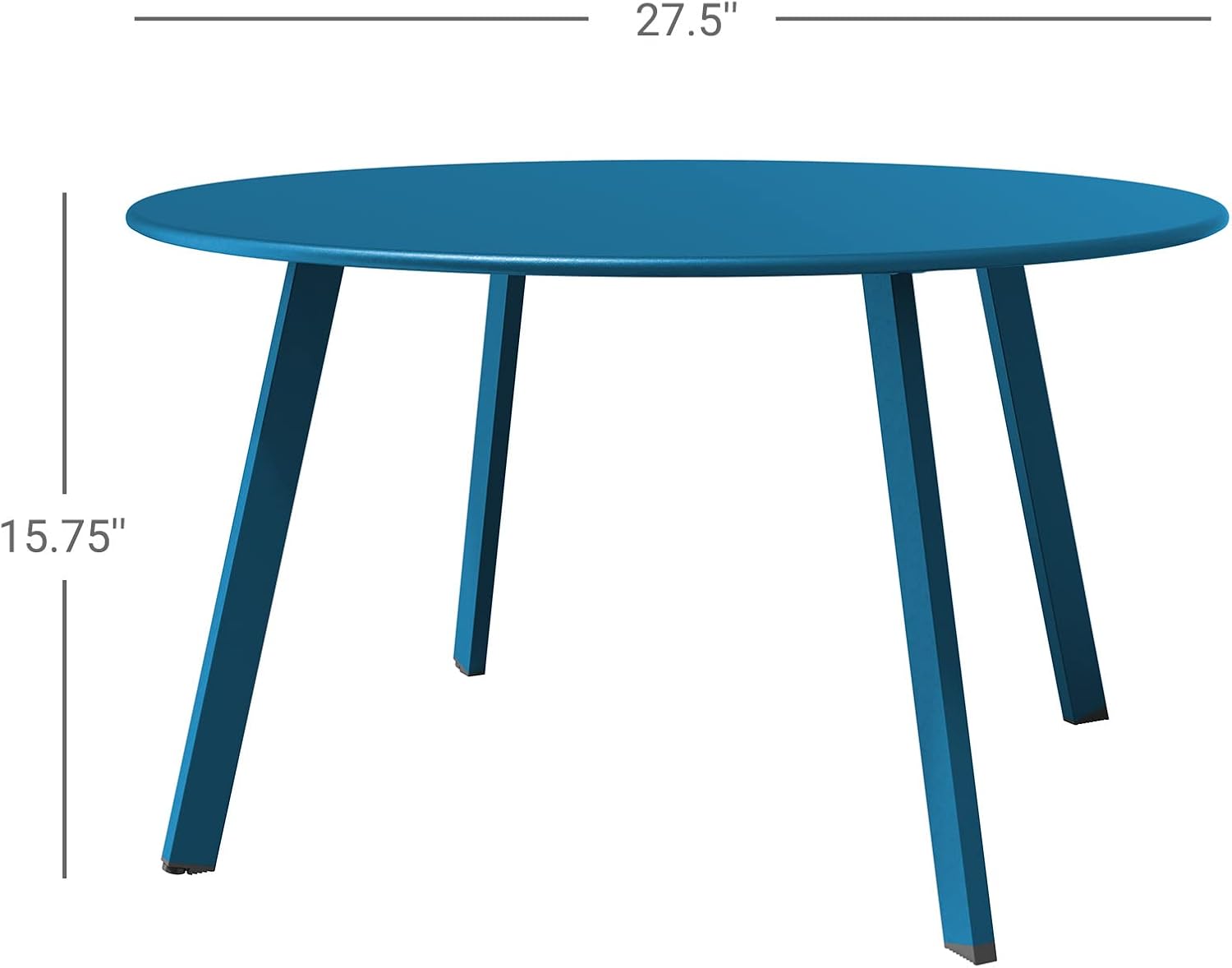 ACCVER 28 Inch Round Outdoor Coffee Table - Weatherproof Steel Patio Side Table for Deck, Backyard Outdoor & Indoor Use, Peacock Blue