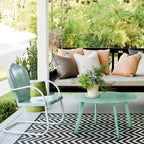 ACCVER 28 Inch Round Outdoor Coffee Table - Weatherproof Steel Patio Side Table for Deck, Backyard Outdoor & Indoor Use, Mint Green