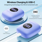 Wireless Headphones with 40Hrs Battery Life, Deep Bass, Wireless Charging Case, LED Display, Waterproof Mic - For Phone, Tablet, TV