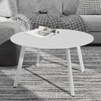 ACCVER 28 Inch Round Outdoor Coffee Table - Weatherproof Steel Patio Side Table for Deck, Backyard Outdoor & Indoor Use, White