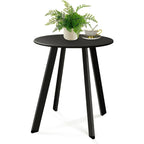 LIFERECORD Small Side Table – Indoor & Outdoor Steel Powder Coated Round Patio Table with Square Legs for Patio, Living Room, Bedroom, Black