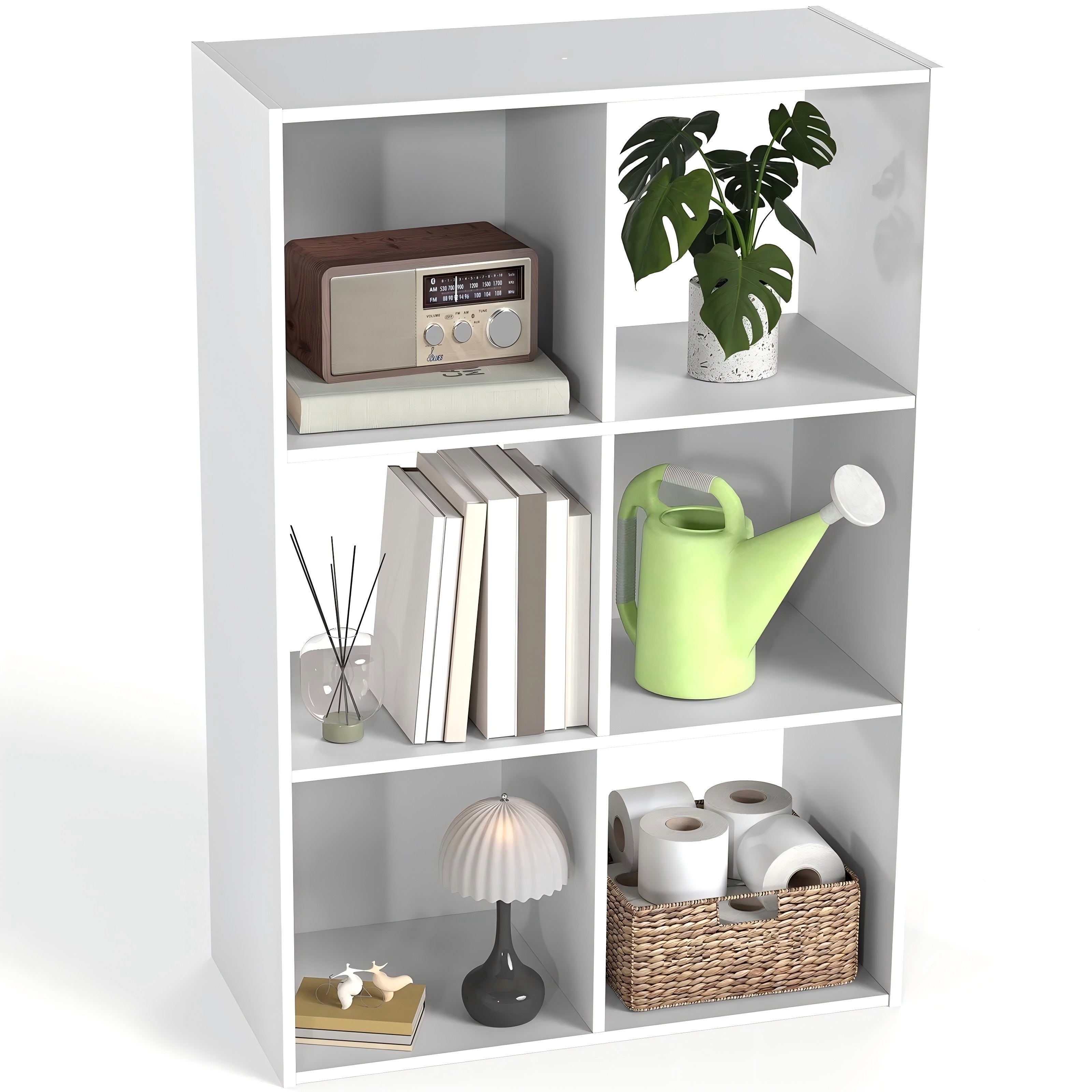LIFERECORD 6 Cube Storage Organizer, 11x11 Cube Bookshelf with 3 Removable Back Panels, Open Cube Shelf for Living Room, Bedroom, Home Office, Kids Room, 35.9" L x 11.6" W x 23.2" H White