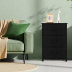 ACCVER 3-Drawer Fabric Dresser for Bedroom, Closet, Nightstand or End Table, Clothes Storage Organizer, for Living Room, Apartment, Black