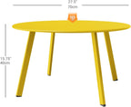 ACCVER 28 Inch Round Outdoor Coffee Table - Weatherproof Steel Patio Side Table for Deck, Backyard Outdoor & Indoor Use, Yellow