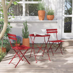 3-Piece Folding Bistro Set, 2 Chairs and 1 Table, Weather-Resistant Outdoor Indoor Conversation Set for Patio, Yard, Red