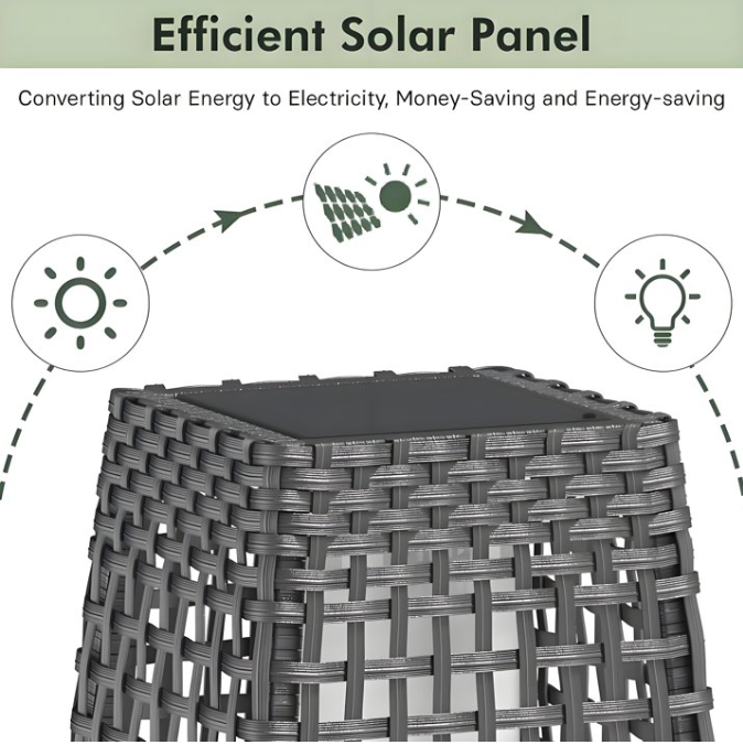 LIFERECORD Solar Powered Outdoor Floor Lamp - Waterproof Wicker Deck Lighting for Patio Garden Porch, Automatic Weather Resistant Solar Lantern, Easy Use No Wiring Needed