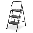 LIFERECORD Heavy Duty 800lbs 3-Step Folding Ladder, Sturdy Steel Step Stool with Wide Anti-Slip Pedals, Lightweight Portable Ladder for Home, Kitchen, Garage