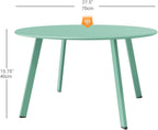 ACCVER 28 Inch Round Outdoor Coffee Table - Weatherproof Steel Patio Side Table for Deck, Backyard Outdoor & Indoor Use, Mint Green