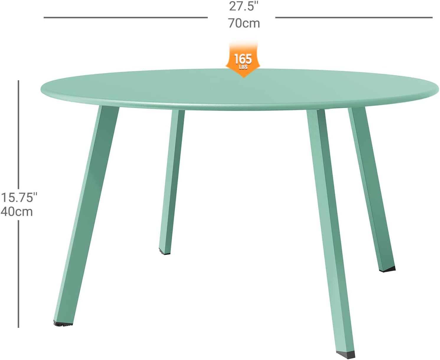 ACCVER 28 Inch Round Outdoor Coffee Table - Weatherproof Steel Patio Side Table for Deck, Backyard Outdoor & Indoor Use, Mint Green