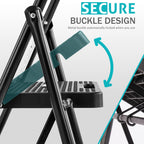 LIFERECORD Heavy Duty 800lbs 3-Step Folding Ladder, Sturdy Steel Step Stool with Wide Anti-Slip Pedals, Lightweight Portable Ladder for Home, Kitchen, Garage