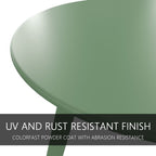 LIFERECORD Small Side Table – Indoor & Outdoor Steel Powder Coated Round Patio Table with Square Legs for Patio, Living Room, Bedroom, Green