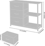 ACCVER 3-Drawer Fabric Dresser with Shelves, Closet and Chest for Bedroom, Clothes Storage Organizer, for Living Room, Apartment, Dark Grey