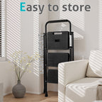 LIFERECORD Heavy Duty 800lbs 3-Step Folding Ladder, Sturdy Steel Step Stool with Wide Anti-Slip Pedals, Lightweight Portable Ladder for Home, Kitchen, Garage