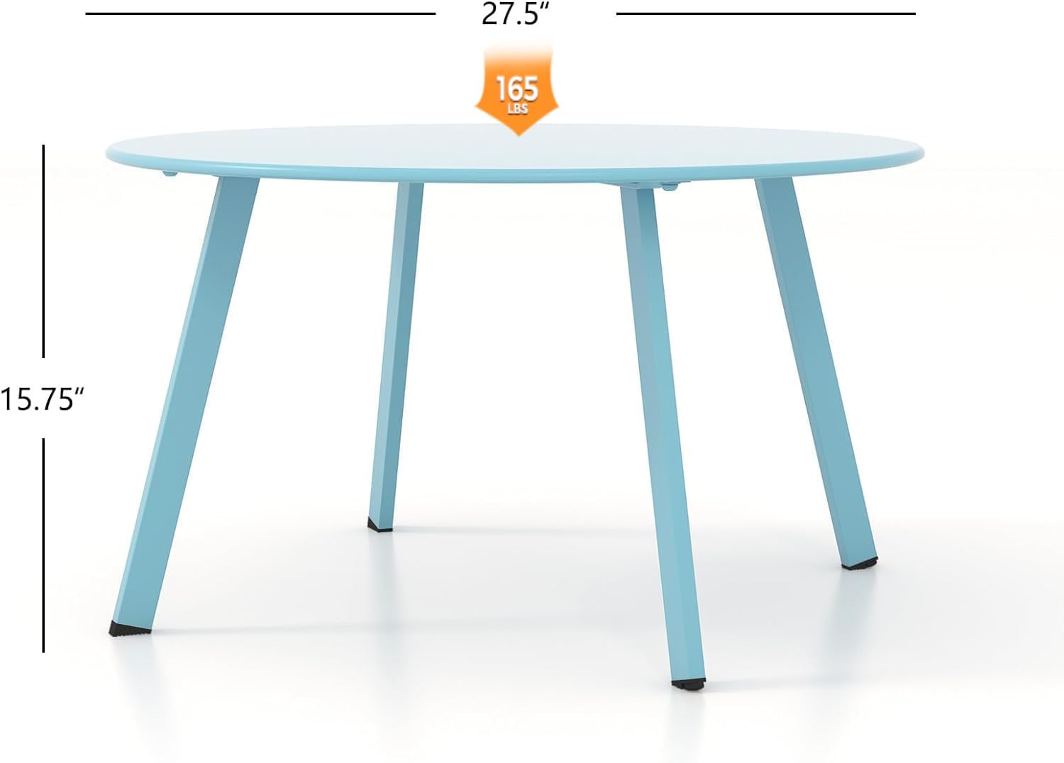 ACCVER 28 Inch Round Outdoor Coffee Table - Weatherproof Steel Patio Side Table for Deck, Backyard Outdoor & Indoor Use, Blue