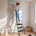 LIFERECORD Heavy Duty 800lbs 3-Step Folding Ladder, Sturdy Steel Step Stool with Wide Anti-Slip Pedals, Lightweight Portable Ladder for Home, Kitchen, Garage