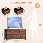 ACCVER 5-Drawer Fabric Dresser for Bedroom, Wood Top TV Stand, Closet and Chest, Clothes Storage Organizer, for Living Room, Apartment, Brown