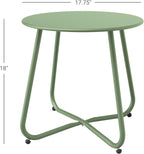 ACCVER Outdoor Side Table, 18-inch Small Round Side Snack Table with Adjustable Feet, Anti-Rust Metal End Accent Table for Patio Porch Balcony, Green