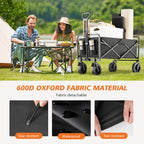 ACCVER Heavy Duty Collapsible Wagon Cart - 400LBS Capacity Folding Utility Cart w/ All-Terrain Wheels, Drink Holders for Camping, Beach, Grocery, Sports (Foldable & Portable), Extra Large Black