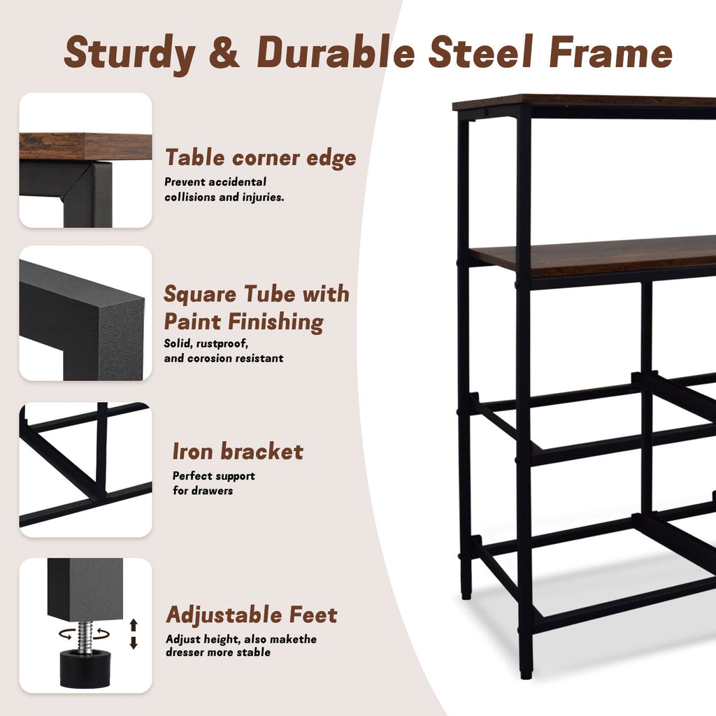 ACCVER 6-Drawer Dresser with Shelves, TV Stand with Fabric Drawers for Living Room, Closet and Chest for Bedroom & Apartment, Clothes Storage Organizer, Brown