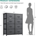 ACCVER Dresser for Bedroom 8 Storage drawer, Fabric Closet Chests Organizer Tower with Wooden Top Metal Frame for Living Room Hallway Entryway