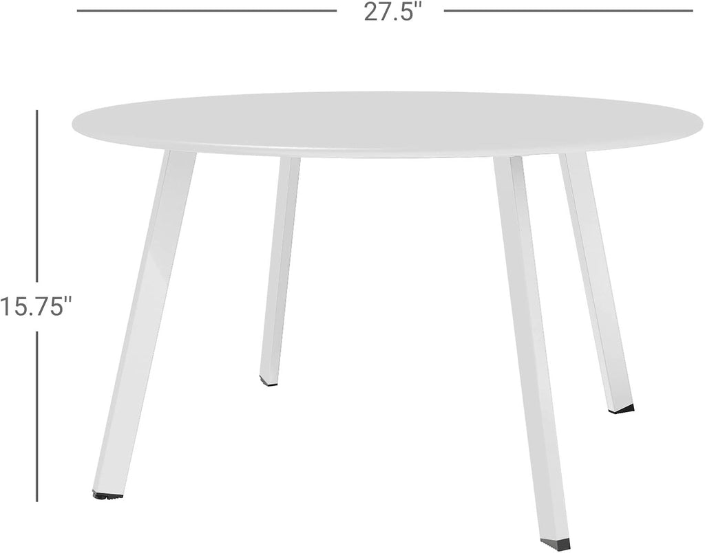 ACCVER 28 Inch Round Outdoor Coffee Table - Weatherproof Steel Patio Side Table for Deck, Backyard Outdoor & Indoor Use, White