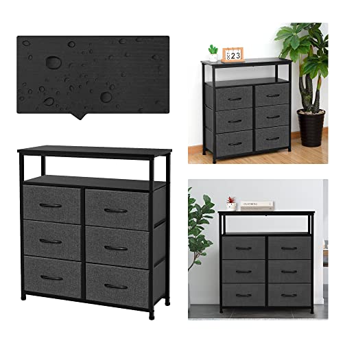 ACCVER Dresser for Bedroom TV Stand with Storage Entertainment Center Dresser with 6 Fabric Drawers with Open Storage Shelf for Bedroom Living Room Hallway