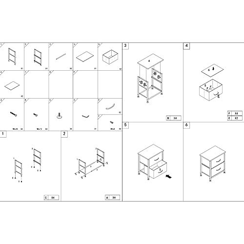 ACCVER Nightstand with 2 Fabric Drawers, Small Dresser, Side Table, End Table, Bedside Table, Night Stands, Small Nightstand, Bedroom
