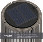 ACCVER Outdoor Floor Lamp 2-Pack, All-Weather Wicker Outdoor Solar Floor Lights, Waterproof, Light Brown