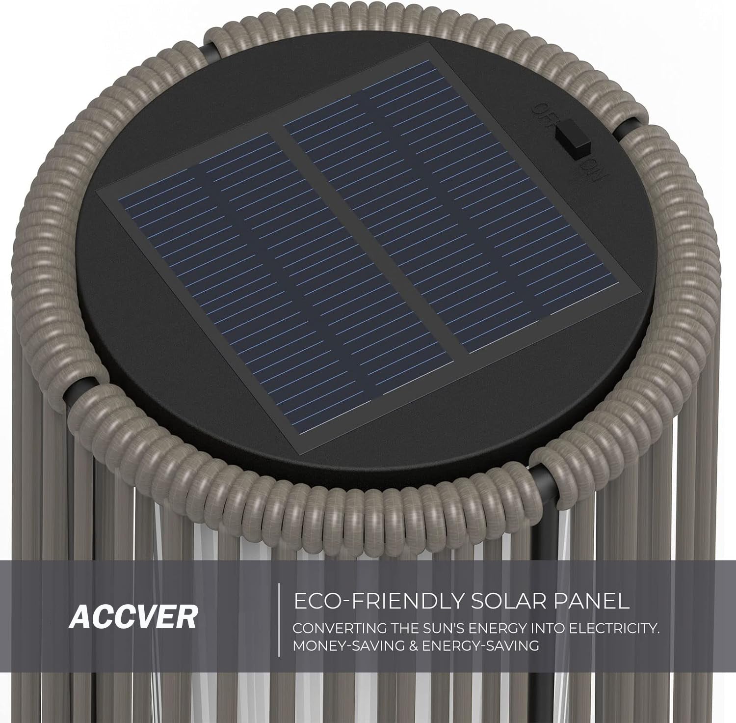 ACCVER Outdoor Floor Lamp 2-Pack, All-Weather Wicker Outdoor Solar Floor Lights, Waterproof, Light Brown