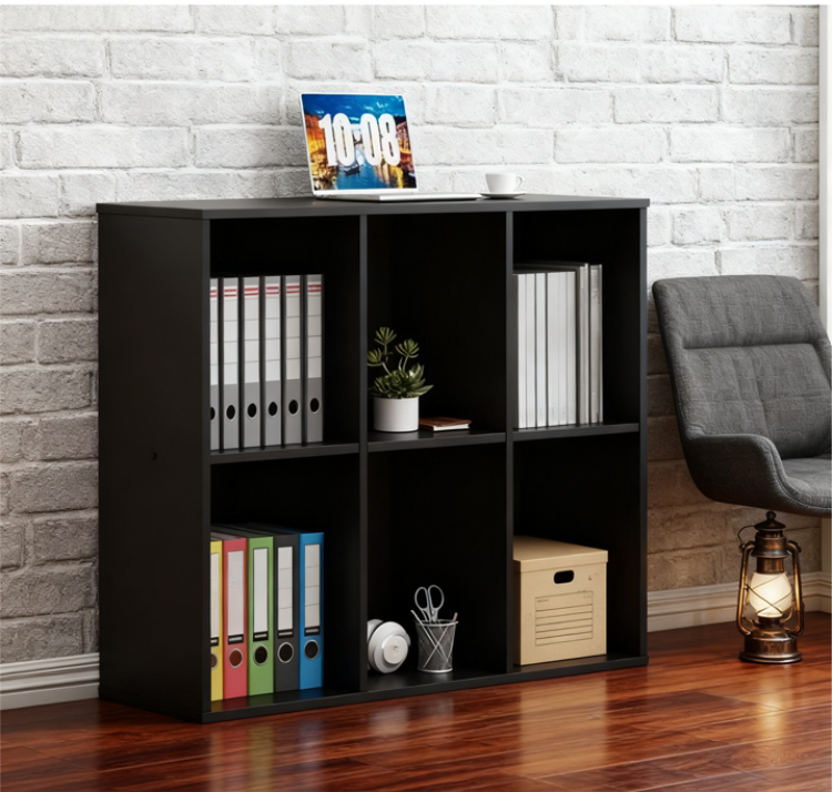 LIFERECORD 6 Cube Storage Organizer, 11x11 Cube Bookshelf with 3 Removable Back Panels, Open Cube Shelf for Living Room, Bedroom, Home Office, Kids Room, 35.9" L x 11.6" W x 23.2" H Black