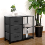 ACCVER 3-Drawer Fabric Dresser with Shelves, Closet and Chest for Bedroom, Clothes Storage Organizer, for Living Room, Apartment, Dark Grey