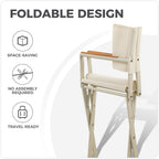 LIFERECORD Extra-Wide 2-Pack Directors Chairs, Outdoor Folding Chairs with UV-Resistant Mesh Sling for Camping, Patio, Poolside, Apricot