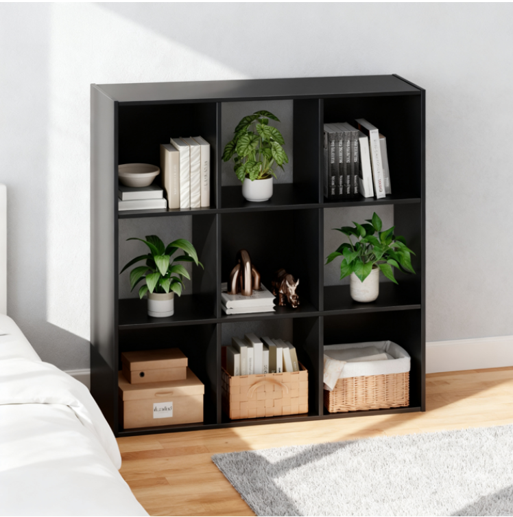 LIFERECORD 9 Cube Storage Organizer, 11x11 Cube Bookshelf with 5 Removable Back Panels, Open Cube Shelf for Living Room, Bedroom, Home Office, Kids Room, 35.9" L x 11.6" W x 35.2" H Black